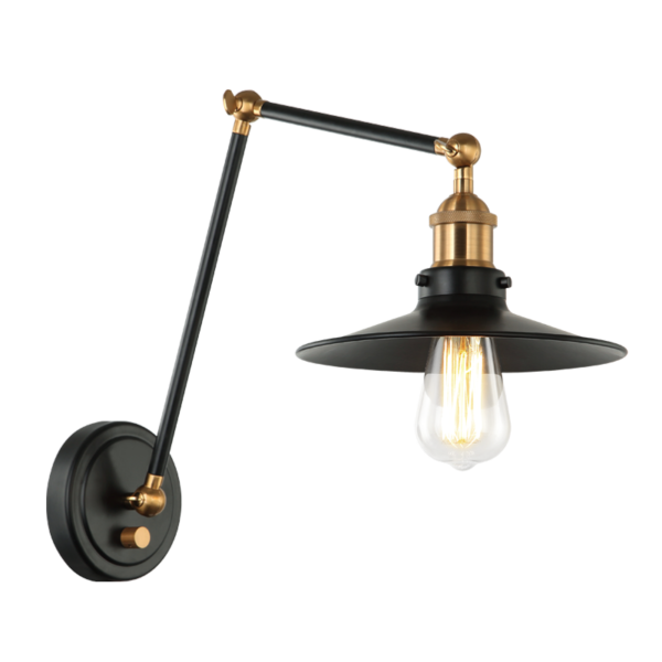 Matteo Lighting Brixson S01211AGBK Aged Gold Brass and Black Wall Sconce