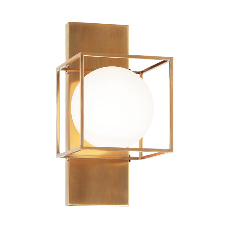 Matteo Lighting Squircle S03811AG Aged Gold Brass Wall Sconce