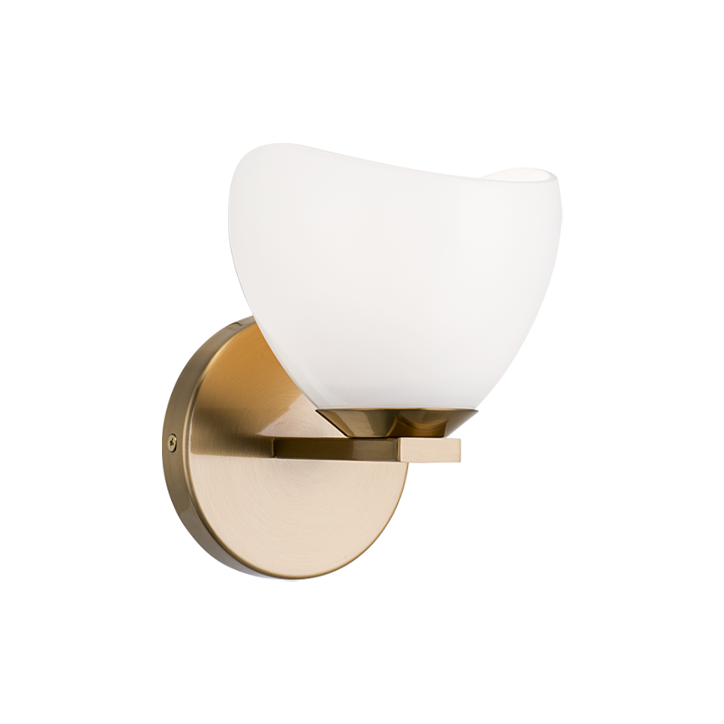 Matteo Lighting Uptowne S04201AGOP Aged Gold Brass Opal Wall Sconce