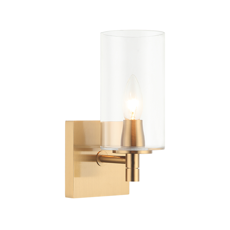 Matteo Lighting Candela S04901AGCL Aged Gold Brass Clear Wall Sconce