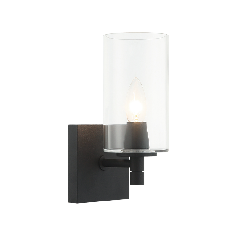Matteo Lighting Candela S04901MBCL Matte Black Clear Wall Sconce