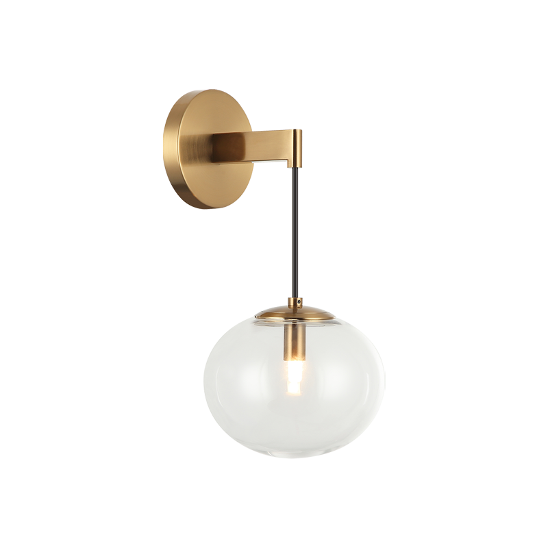 Matteo Lighting Bulbus W38101AG Aged Gold Brass Wall Sconce