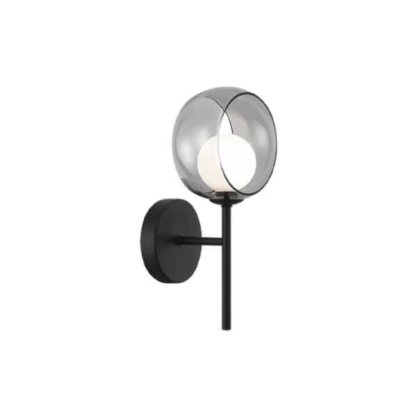 Matteo Lighting Delcia W60601BKSM Black Smoke Glass Wall Sconce