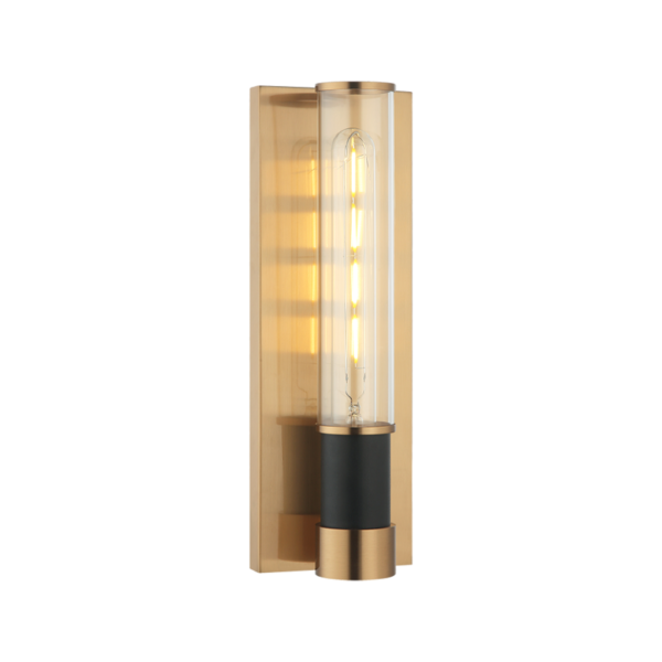 Matteo Lighting Tubo W61201MBAG Matte Black Aged Gold Brass Wall Sconce