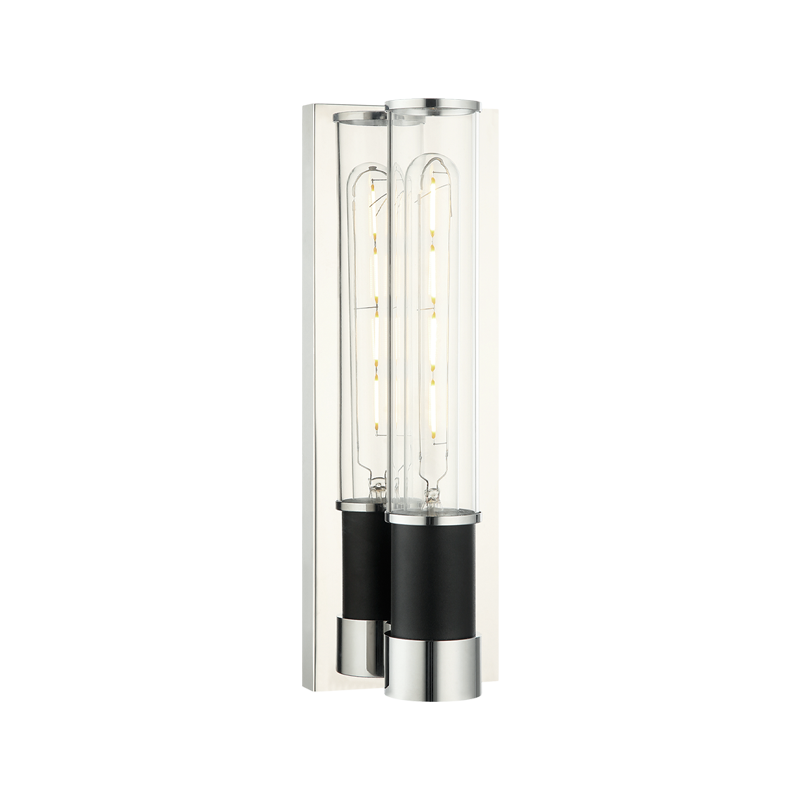 Matteo Lighting Tubo W61201MBCH Matte Black Chrome Wall Sconce