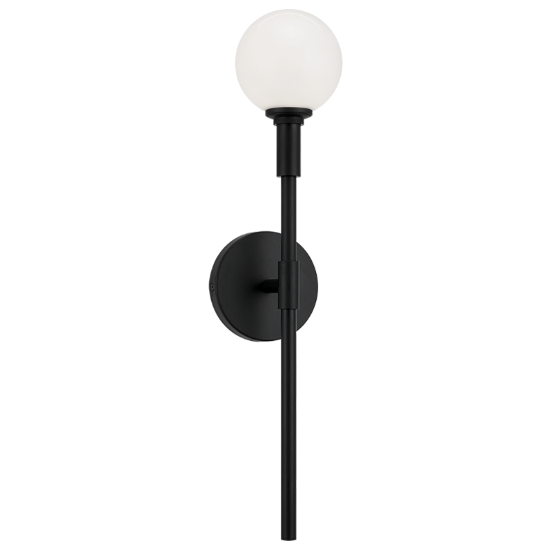 Matteo Lighting Candelstix W64801BKOP Black Opal Glass Wall Sconce