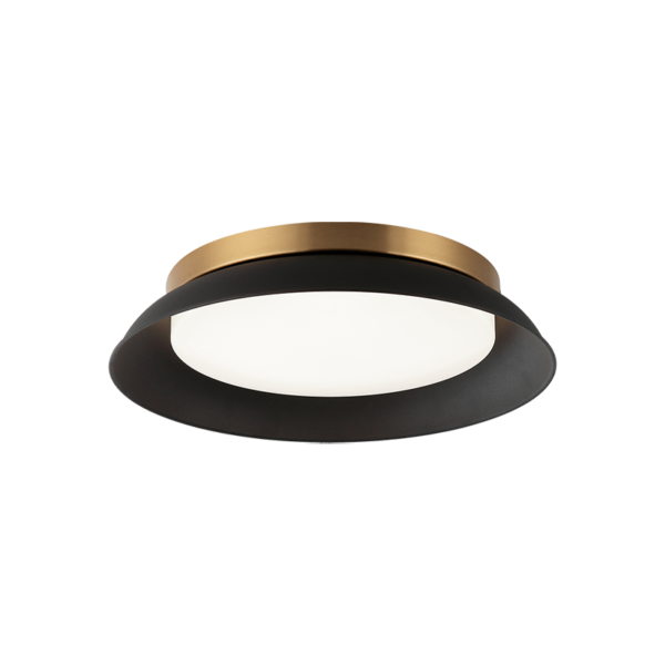 Matteo Lighting Finley M12515MBAG 3CCT LED flush mount in Matte Black and Aged Gold Brass