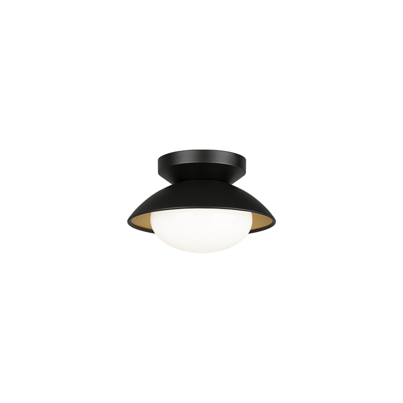 Matteo Lighting Hatley M13101BKOP flush mount in Black with Opal glass