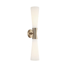 Load image into Gallery viewer, Matteo Lighting Jameson vanity light in Champagne Gold with Opal Ribbed Glass