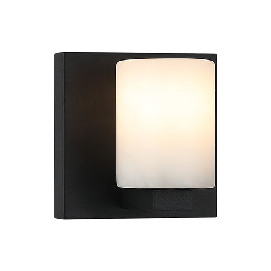 Matteo Lighting Lindy W42901MB wall sconce in Matte Black with Spanish Alabaster