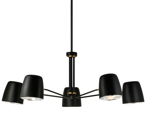 Matteo Lighting Luca C73705BK chandelier in Black with Aged Gold Brass accents
