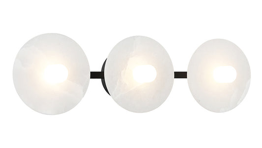 Matteo Lighting Monument W42603MB vanity light in Matte Black with Spanish Alabaster