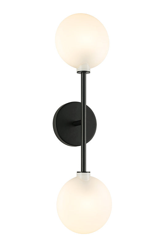 Matteo Lighting Peony W33712MB vanity light in Matte Black with Opal Glass