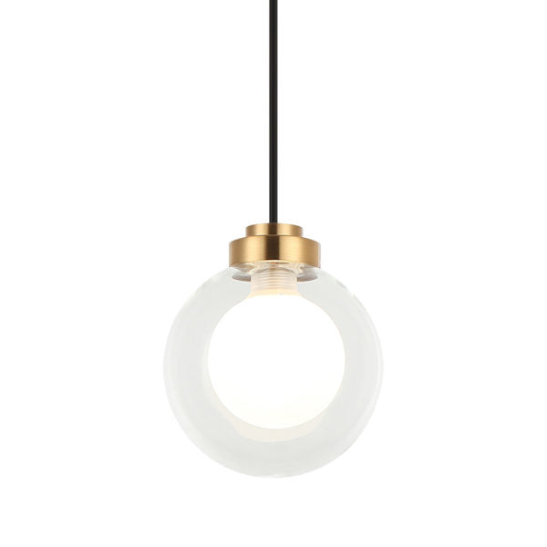 Matteo Lighting Solaris chandelier collection in Aged Gold Brass with opal and clear glass