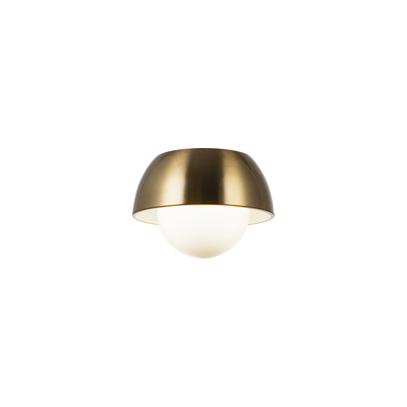 Matteo Lighting Watson M11301AGOP flush mount in Aged Gold Brass with opal glass
