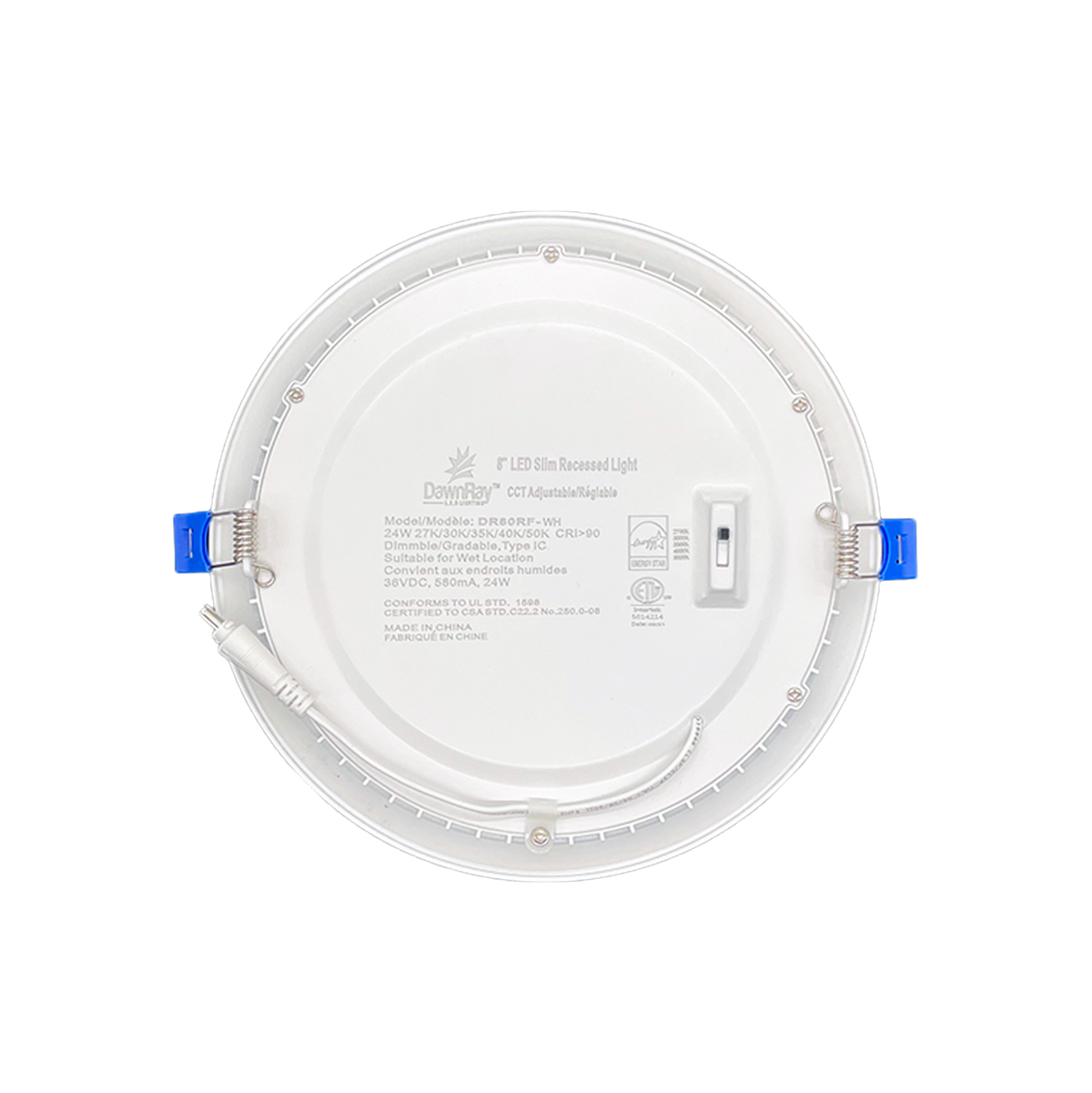 DawnRay DR80RF 8-inch round 5CCT slim LED recessed light