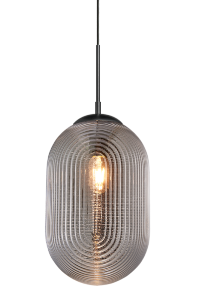 Matteo Lighting Maruna C31001MBSM pendant in Matte Black with smoked glass