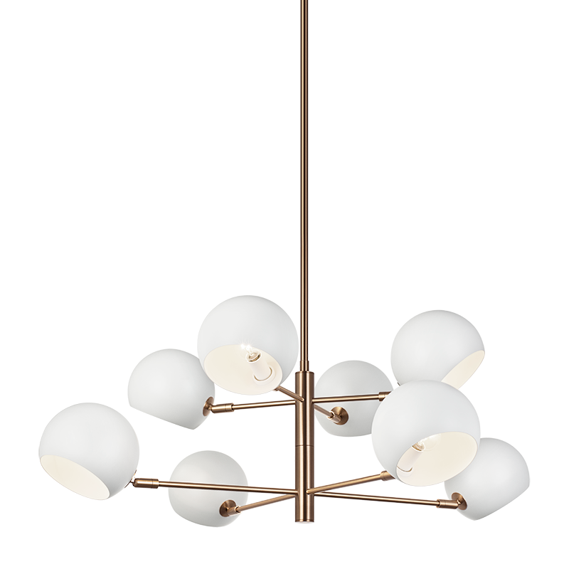 Matteo Lighting Orb C31708MWAG chandelier in Matte White and Aged Gold Brass