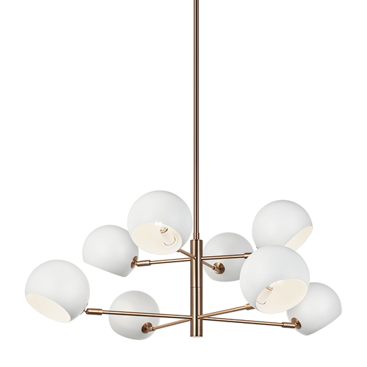 Matteo Lighting Orb C31708MWAG chandelier in Matte White and Aged Gold Brass