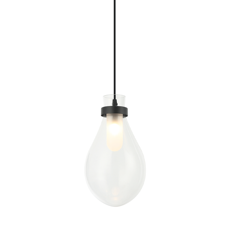 Matteo Lighting Seranna C31901MB pendant in Matte Black with clear glass