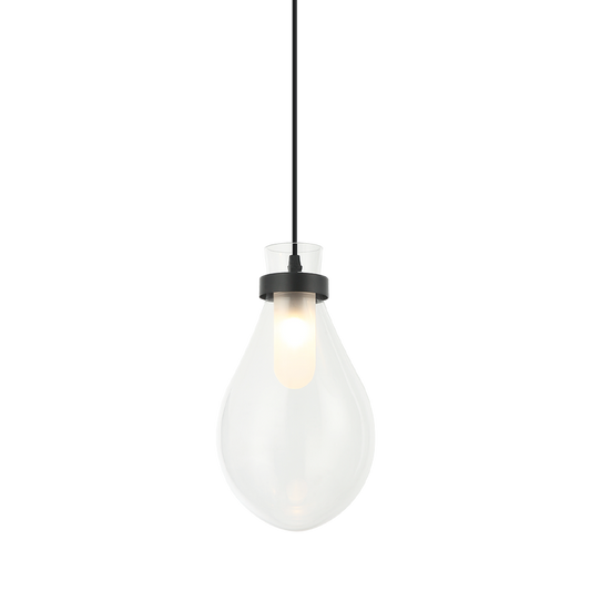 Matteo Lighting Seranna C31901MB pendant in Matte Black with clear glass
