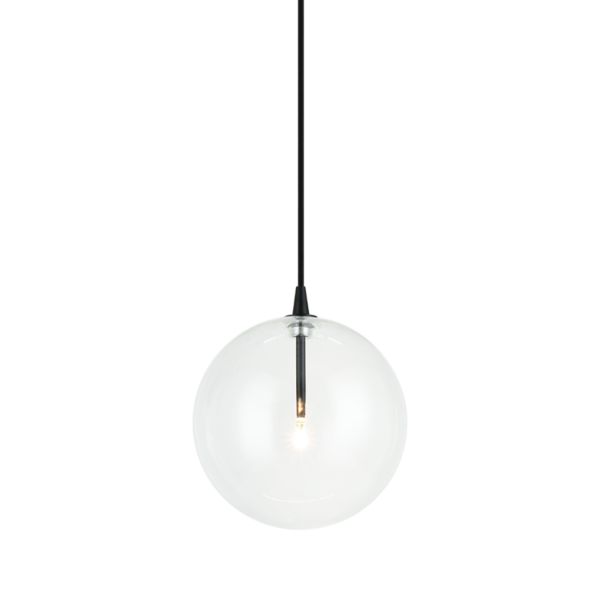 Matteo Lighting Bolha C81811BKCL clear glass pendant in Black