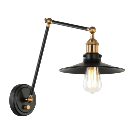 Matteo Lighting Brixson S01211AGBK Aged Gold Brass and Black Wall Sconce
