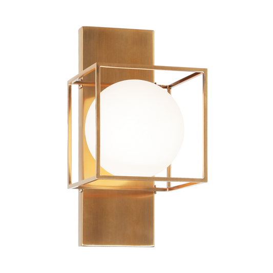 Matteo Lighting Squircle S03811AG Aged Gold Brass Wall Sconce