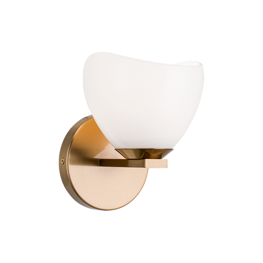 Matteo Lighting Uptowne S04201AGOP Aged Gold Brass Opal Wall Sconce