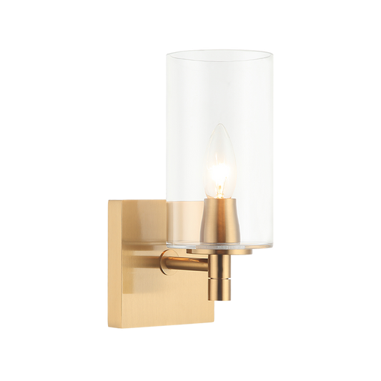 Matteo Lighting Candela S04901AGCL Aged Gold Brass Clear Wall Sconce