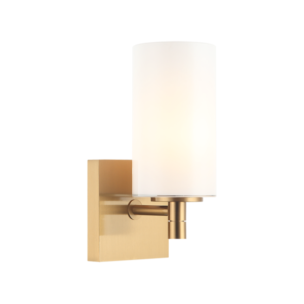 Matteo Lighting Candela S04901AGOP Aged Gold Brass Opal Wall Sconce