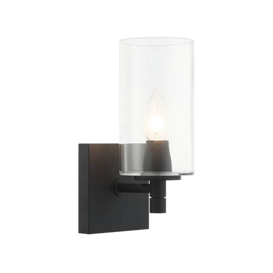 Matteo Lighting Candela S04901MBCL Matte Black Clear Wall Sconce
