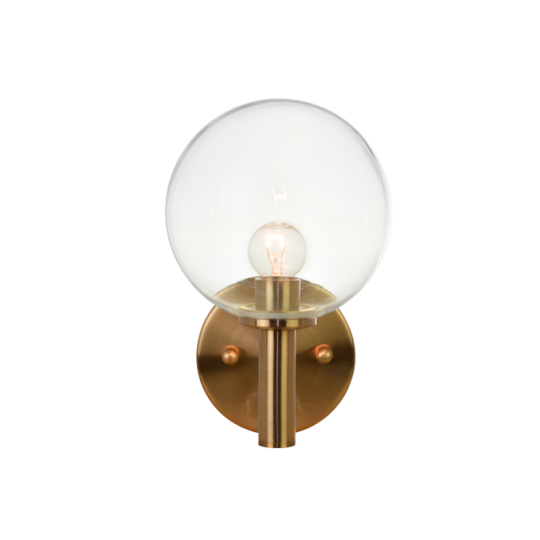 Matteo Lighting Cosmo S06001AGCL Aged Gold Brass Clear Glass Wall Sconce