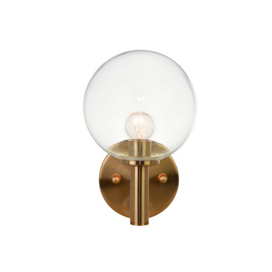 Matteo Lighting Cosmo S06001AGCL Aged Gold Brass Clear Glass Wall Sconce