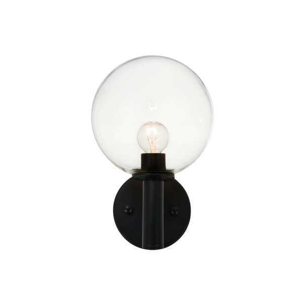 Matteo Lighting Cosmo S06001BKCL Black Clear Glass Wall Sconce