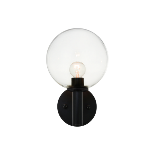Matteo Lighting Cosmo S06001BKCL Black Clear Glass Wall Sconce