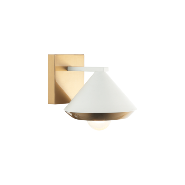 Matteo Lighting Velax S06801WHAG White and Aged Gold Brass Wall Sconce