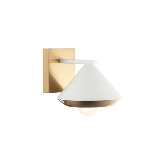 Matteo Lighting Velax S06801WHAG White and Aged Gold Brass Wall Sconce