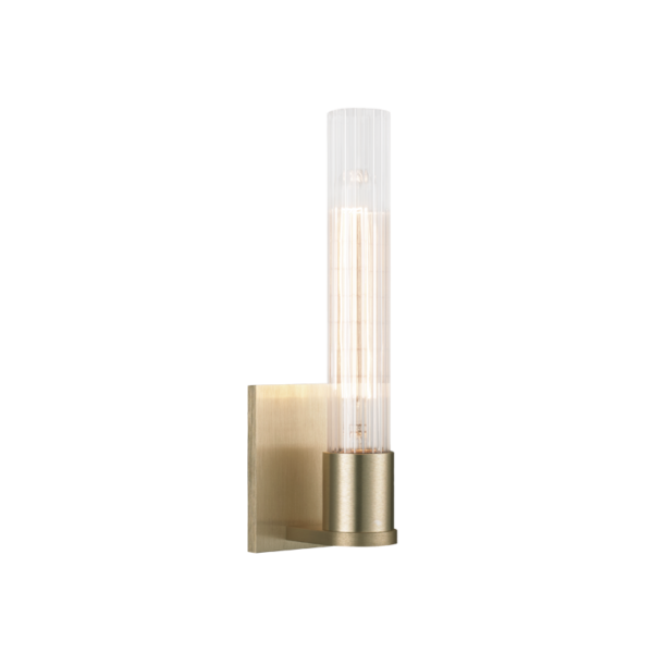 Matteo Lighting Lyndon S08501OG Oxidized Gold ribbed clear glass wall sconce