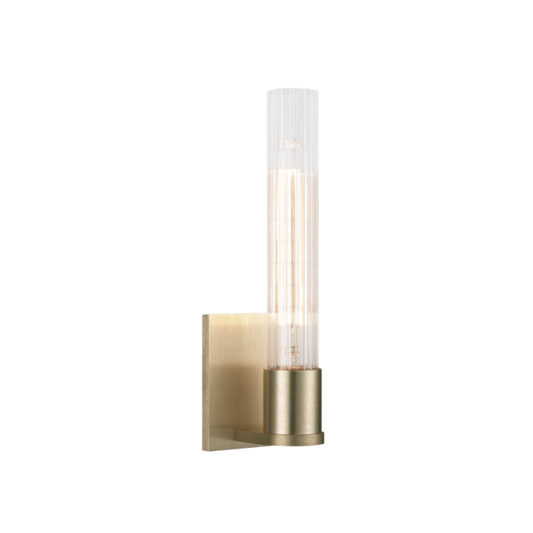 Matteo Lighting Lyndon S08501OG Oxidized Gold ribbed clear glass wall sconce