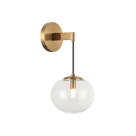Matteo Lighting Bulbus W38101AG Aged Gold Brass Wall Sconce