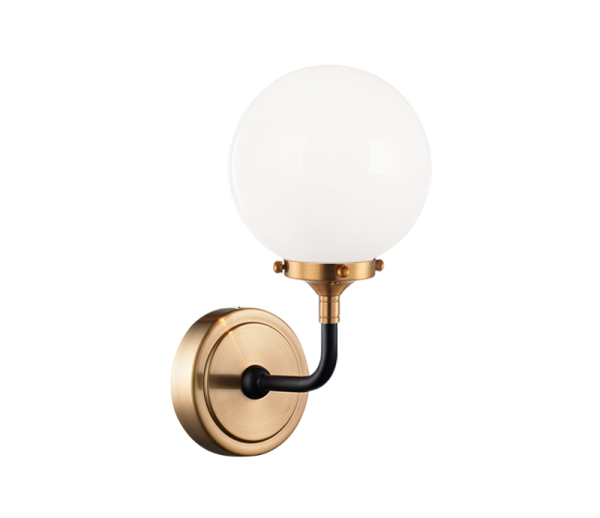 Matteo Lighting Particles W58201AGOP Aged Gold Brass opal glass wall sconce