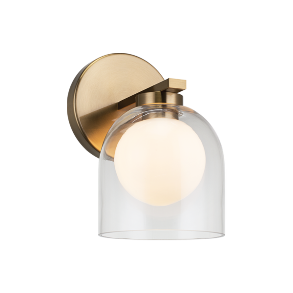 Matteo Lighting Derbishone W60701AGCL Aged Gold Brass Wall Sconce