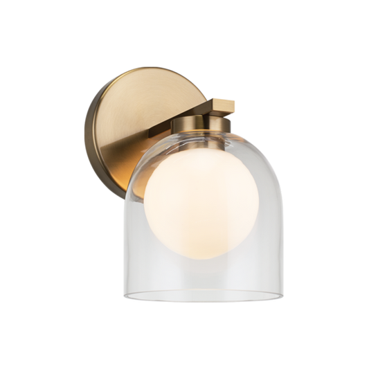 Matteo Lighting Derbishone W60701AGCL Aged Gold Brass Wall Sconce