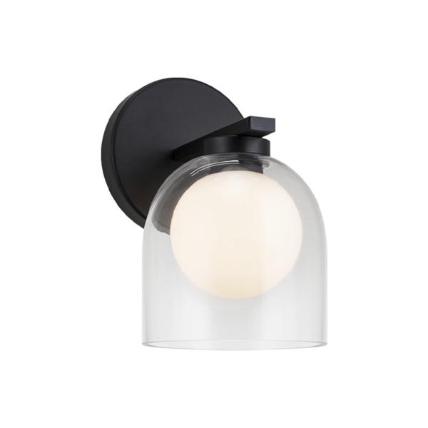 Matteo Lighting Derbishone W60701BKCL Black Wall Sconce
