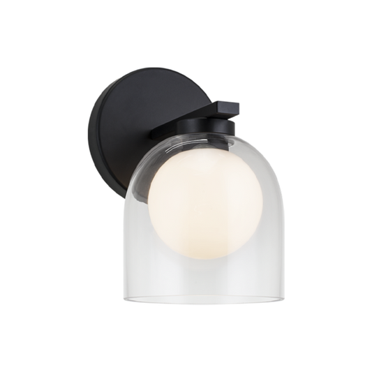Matteo Lighting Derbishone W60701BKCL Black Wall Sconce