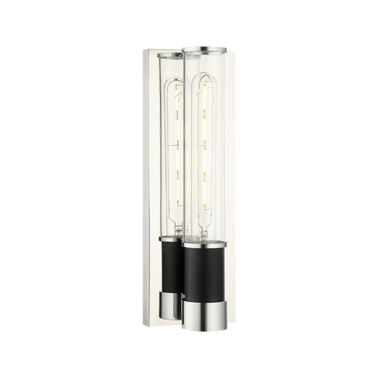 Matteo Lighting Tubo W61201MBCH Matte Black Chrome Wall Sconce