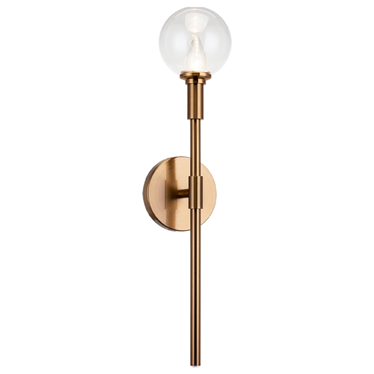 Matteo Lighting Candelstix W64801AGCL Aged Gold Brass Clear Wall Sconce