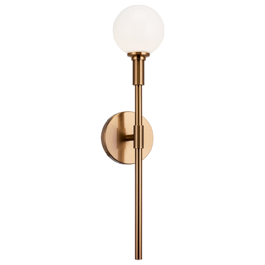 Matteo Lighting Candelstix W64801AGOP Aged Gold Brass Opal Wall Sconce