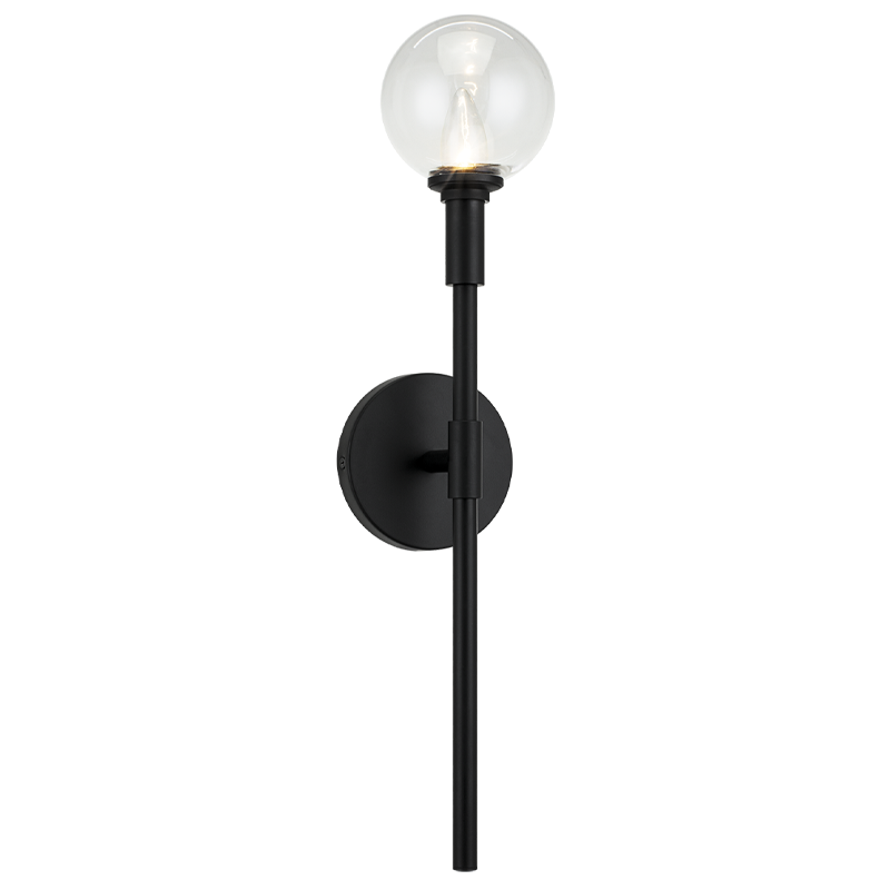 Matteo Lighting Candelstix W64801BKCL Black Clear Glass Wall Sconce